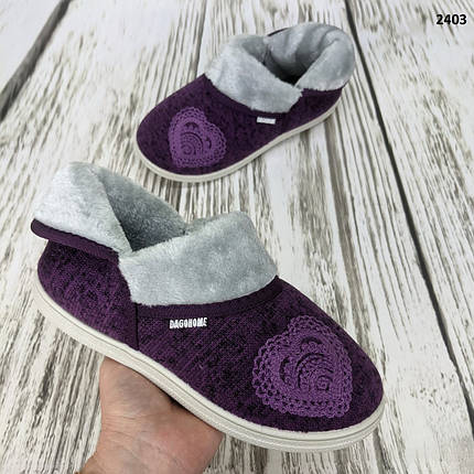 Жіночі теплі капці панчохи Dago Style на хутрі фіолетові., фото 1