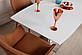Розкладний стіл Nicolas Dallas 140-180х85см білий матовий МДФ зі скляним покриттям на одній ніжці, фото 5