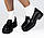 Лофери жіночі на масивній підошві чорні шкіряні туфлі жіночі 36-40 woman's heel на широкому каблуці, фото 6