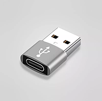 Перехідник USB Male to Type-C Female Adapter Converter. Адаптер TypeC (мама) - USB (тато) WC32QS Сріблястий