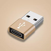 Перехідник USB Male to Type-C Female Adapter Converter. Адаптер TypeC (мама) - USB (тато) WC32QS Золотистий