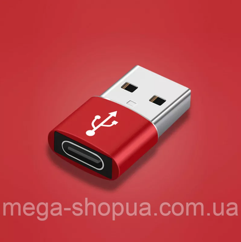 Перехідник USB Male to Type-C Female Adapter Converter. Адаптер TypeC (мама) - USB (тато) WC32QS Червоний