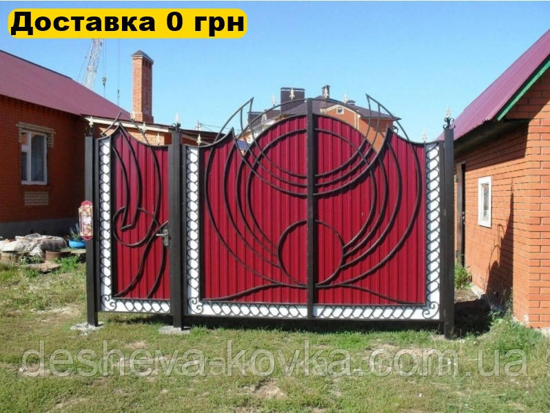 Ковані ворота з профнастилом