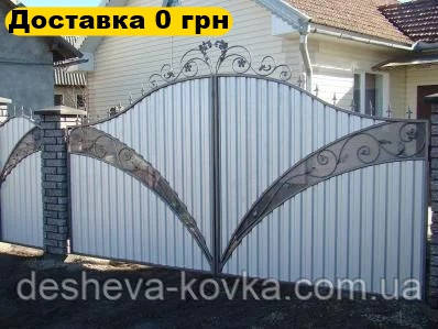 Ковані ворота з профнастилом, фото 1