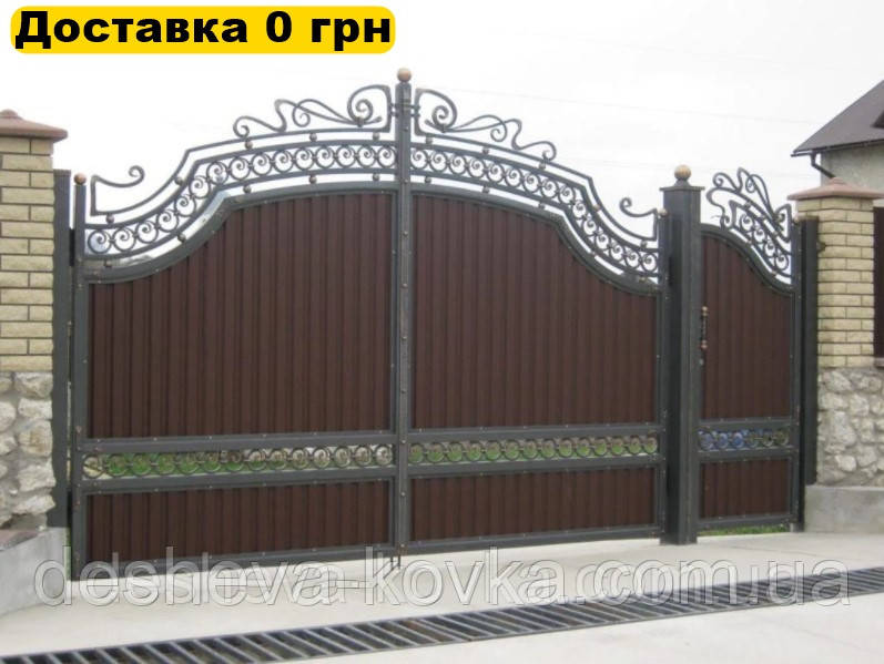 Ковані ворота з елементами ковки, фото 1