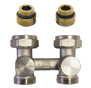 Вузол нижнього підключення Herz Progect, прохідний, з переходами, G 3/4"