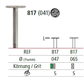 Алмазний бор колісної форми ÖkoDENT (Німеччина), розміри 047–065