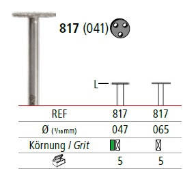 Алмазний бор колісної форми ÖkoDENT (Німеччина), розміри 047–065, фото 1