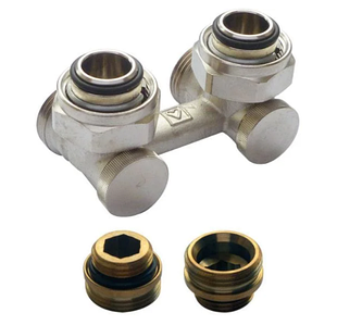 Вузол нижнього підключення Herz Progect, кутовий, з переходами, G 3/4"