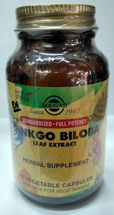 Екстракт гінкго білоба Солгар Solgar Ginkgo Biloba Leaf Extract 60 капсул, фото 2