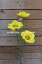 Штучні квіти - Мак гілка, 56 см Жовтий