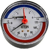 Термоманометр аксіальний Arthermo TI003 (Ø80мм 0-4Bar 0-120°C)
