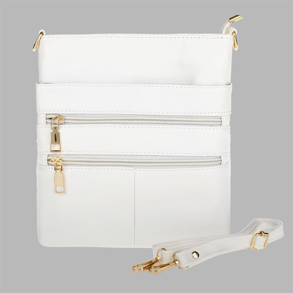 Женская сумка-планшет на 6 отделений через плечо KAFA белая - фото 1 - id-p1465869064