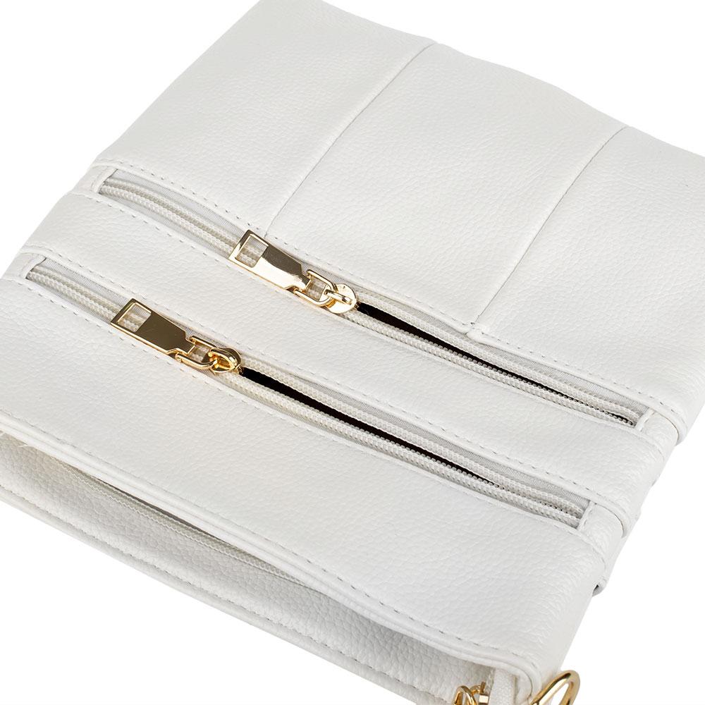 Женская сумка-планшет на 6 отделений через плечо KAFA белая - фото 6 - id-p1465869064