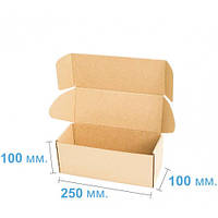 Коробка картонна самозбірна 250 х 100 х 100, бура, коробка прямокутна, коробка для пошти
