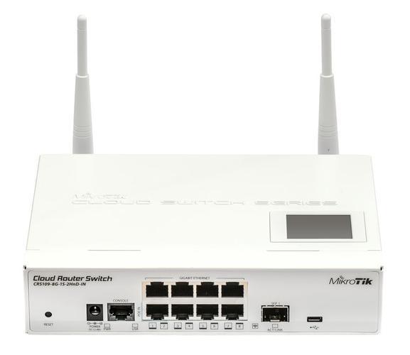 Комутатор MikroTik CRS109-8G-1S-2HnD-IN (8x1Gb, 1x1Gb SFP, WiFi, L3)