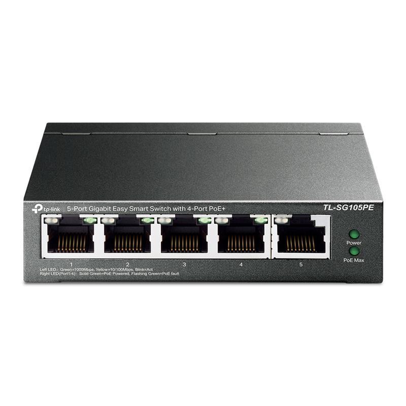 Комутатор TP-Link TL-SG105PE (1хGE, 4xGE PoE+, max PoE 65 W, Easy Smart)