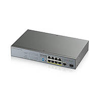 Комутатор для відеоспостереження ZYXEL GS1300-10HP (GS1300-10HP-EU0101F) (1хGE, 8xGE PoE+, 1хSFP, Max PoE 130W,