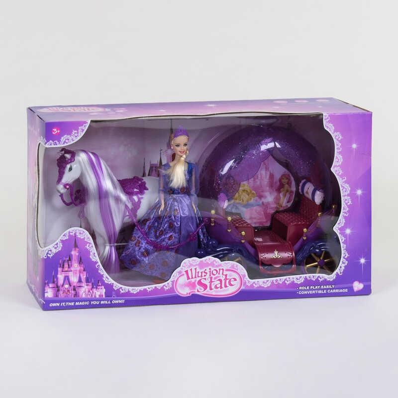 Карета з лялькою 237 А конячка ходить, звукові ефекти 60 см × 20 см × 33 см, фото 1