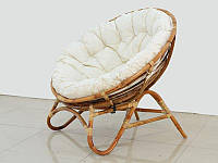 Круглое кресло Cruzo Папасан-Нуова плетеное из ротанга с мягкой сидушкой