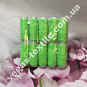 Нитка гумка колір Салатовий (паковання 10 котушок, бобіна 25 м)