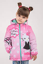 Яскраві дитячі куртки для дівчаток демісезонні з Кітті розмір 104,110,116