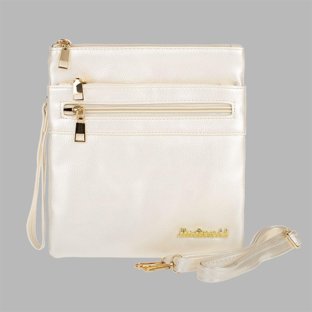 Жіноча сумка-планшет через плече 4 відділення на блискавці JBL перлинна, фото 1