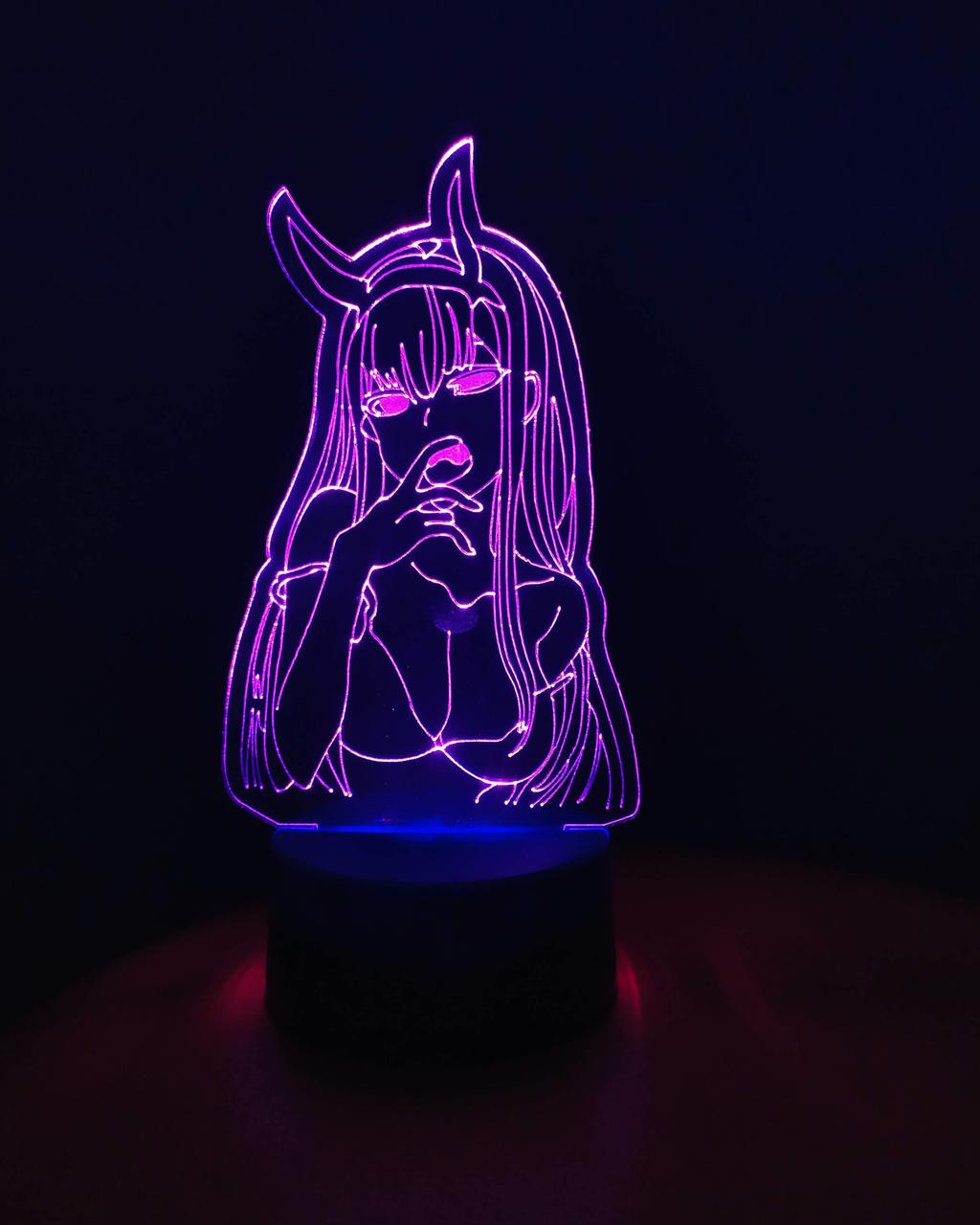 3d-світильник Аніме Нуль Два, 3д-нічник, кілька підсвічувань (батарейка+220В), фото 1