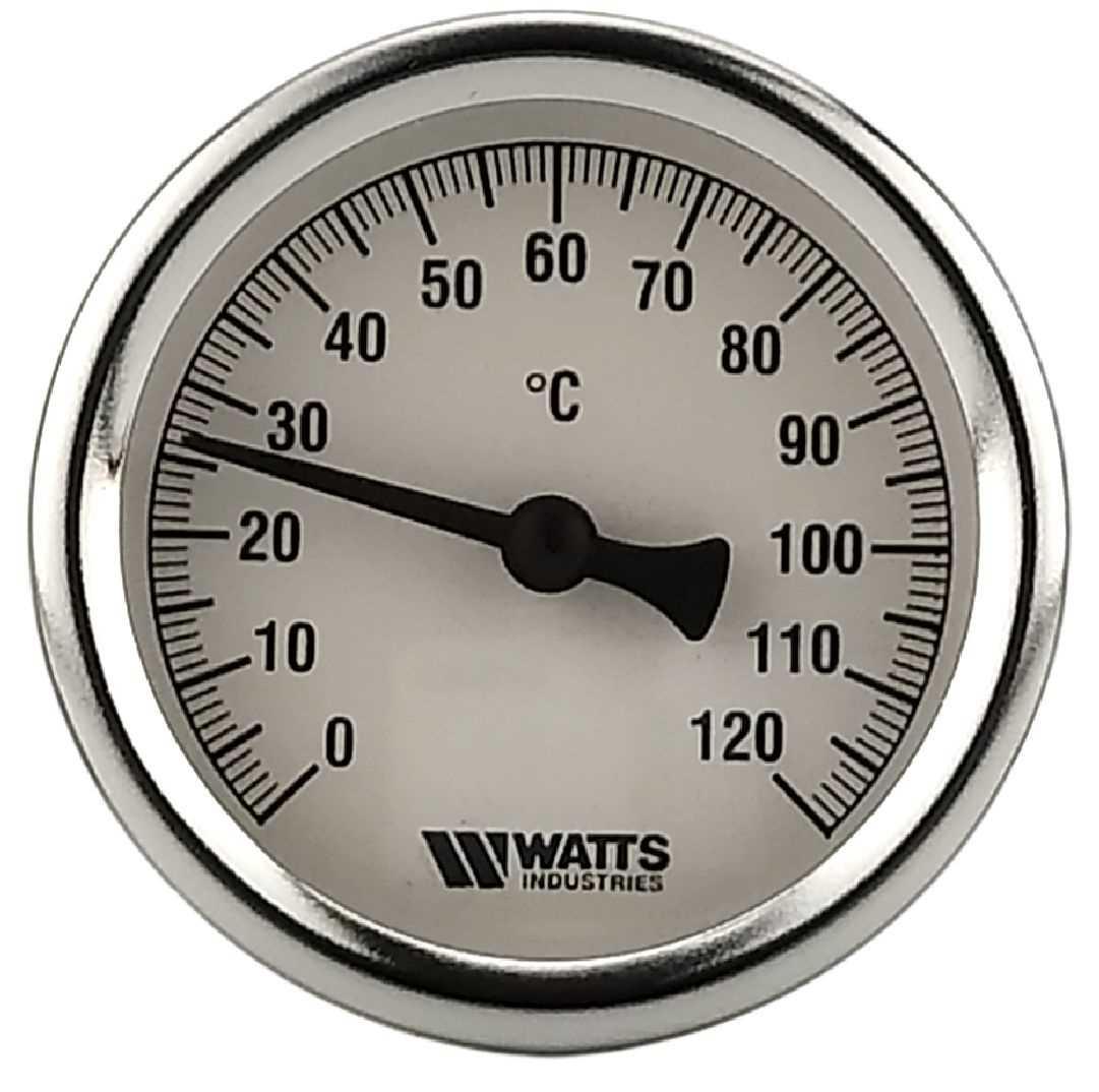 Термометр біметалічний аксіальний Watts F+R801 (Т 63/50 D-63mm 0-120°C L-50mm)