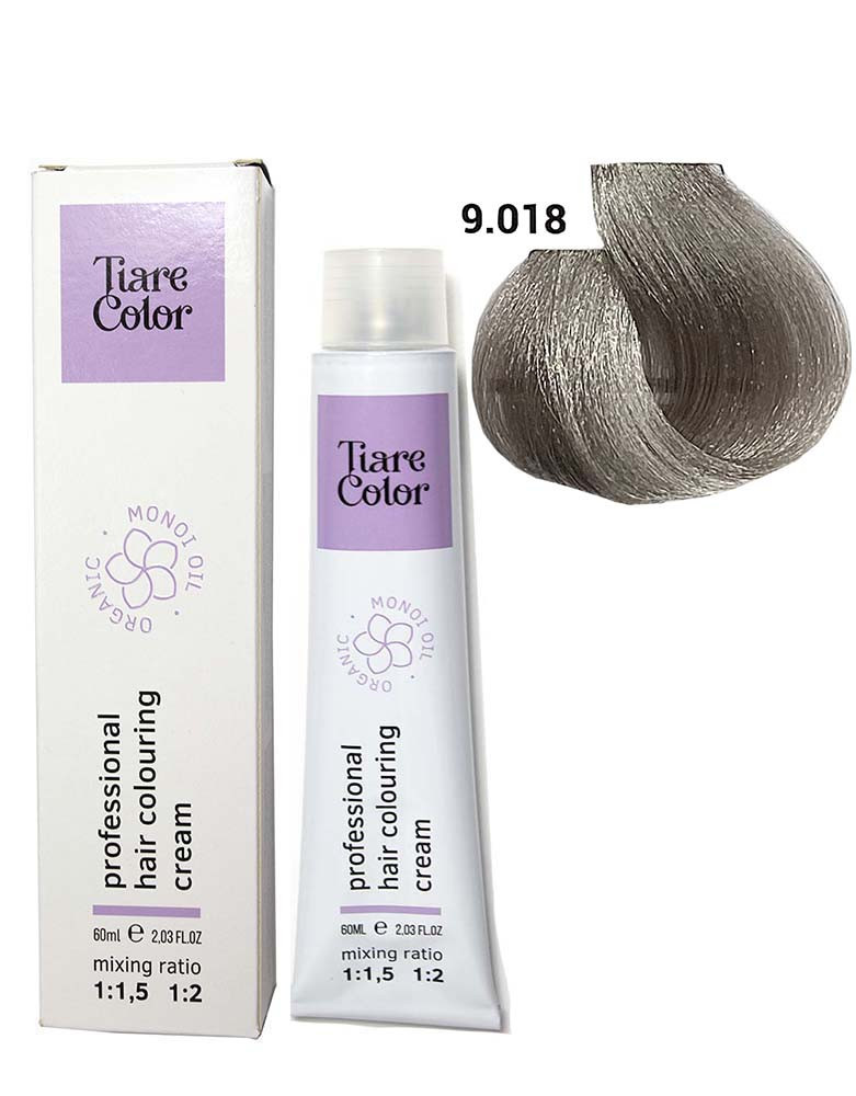 Крем-фарба для волосся Tiare Color №9.018 Very light smoky ice blonde 60 мл, фото 1