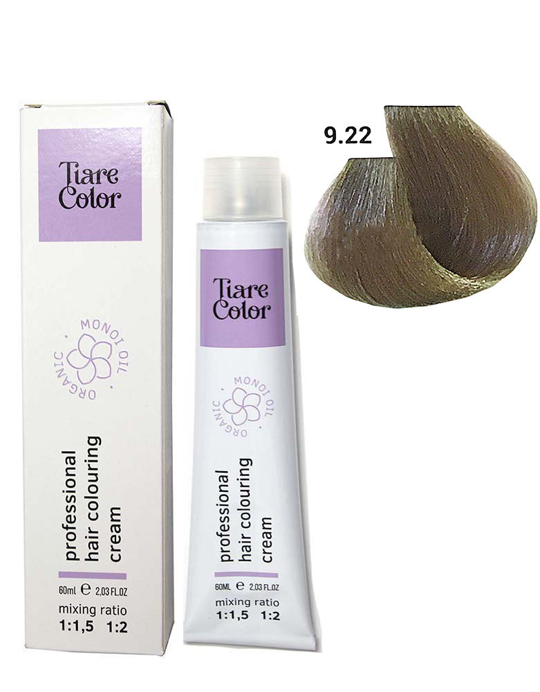 Крем-фарба для волосся Tiare Color №9.22 Very light irisee rose blonde 60 мл, фото 1