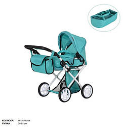 Коляска для ляльки CARRELLO UNICO з сумкою металева 9346 GREEN