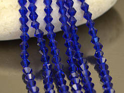 Біконуси кришталеві 4 мм, колір кобальт, нитка