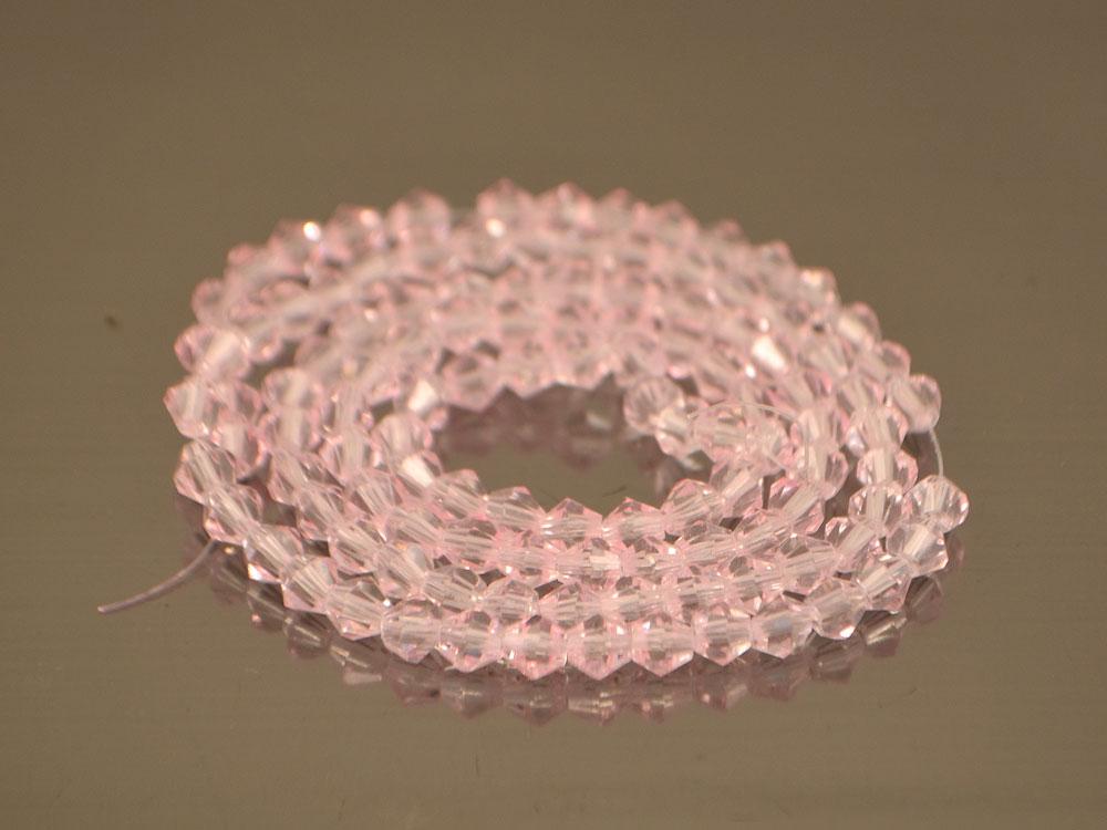 Біконуси кришталеві 4 мм, колір рожевий, нитка, фото 1
