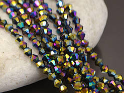 Біконуси кришталеві 4 мм, колір перського індиго, нитка