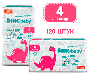 Підгузники дитячі Dino Baby 4 (7-14 кг), 120 шт