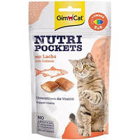 GimCat Nutri Pockets Salmon & Omega 3+6 подушечки с лососем и жирными кислотами для кошек