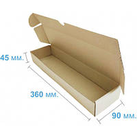 Коробка картонна довга самозбірна 360 x 90 x 45, бура, коробка довга, коробка тубус