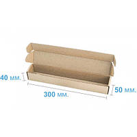 Коробка картонная длинная самосборная 300 х 50 х 40, бурая, коробка длинная, коробка тубус