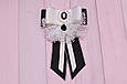 Набір до школи банти на резинці і та дитяча краватка - брошка біло-чорний 455  об, фото 4