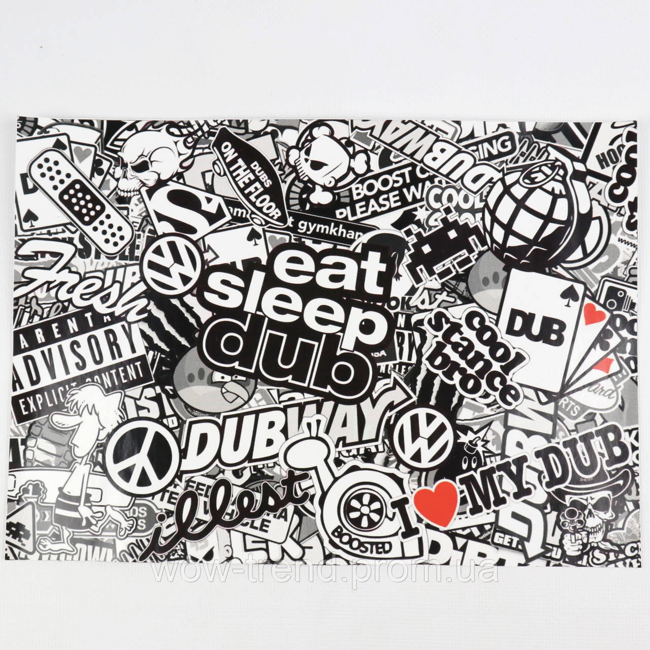 Стикеры А4 черно-белая Sticker Bombing на Машину Авто Мотоцикл Скутер ...