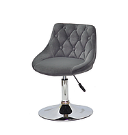 Кресло на блине c пуговицами в бархатной обивке FORO + Button CH-Base для мастеров, клиентов, салонов