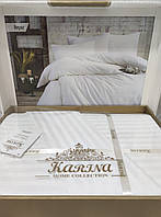 Белый комплект постельного белья, евро размер из Делюкс сатина, Турция