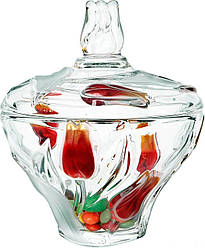 Цукерниця WG Nadine Satin-Red-Gold d16 см скло (6153)