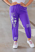 Жіночі спортивні штани Міккі з високою посадкою з трикотажу двонитка норма та батал, фото 3