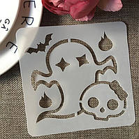 Трафарет Хелловін Привид 13 на 13 см сірий