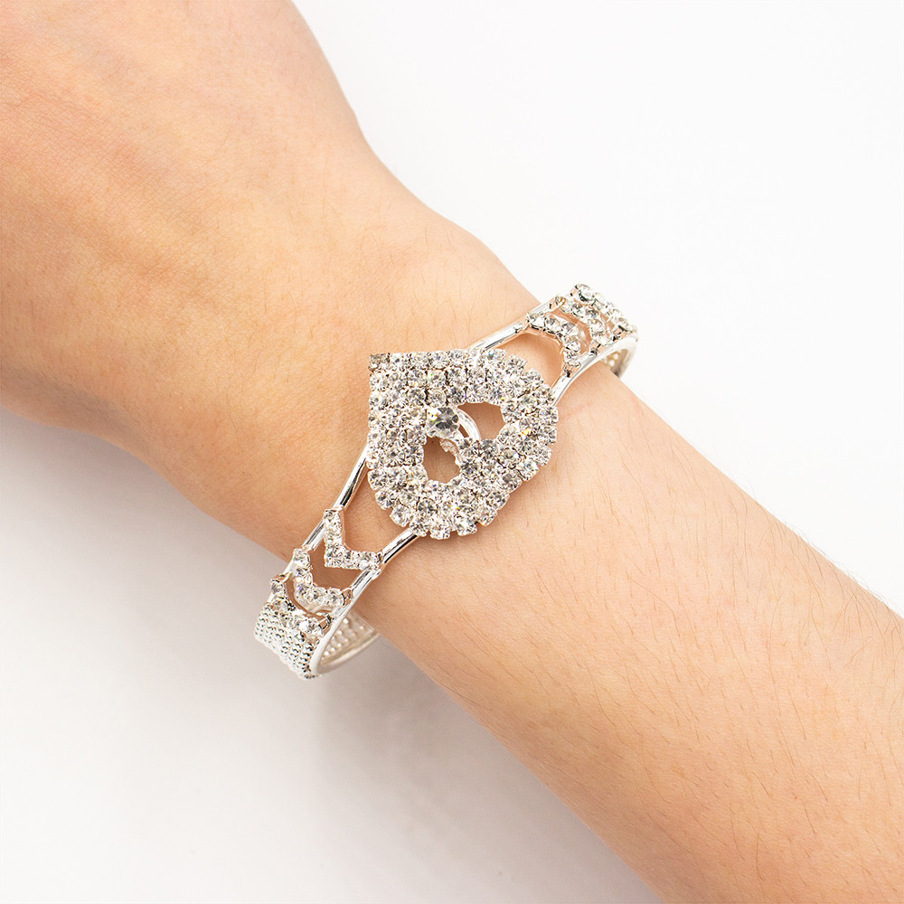 Браслет женский со стразами белыми, жесткий широкий: продажа, цена в ...