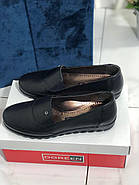Туфлі жіночі  Doren 20121-000-siah у чорній шкірі на низькому ходу 37, фото 3