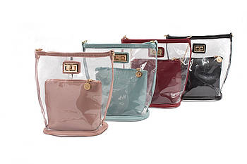 Сумочка жіноча силіконова на блискавці ремінець ланцюжок 19,5*18 см в різних кольорах Karman