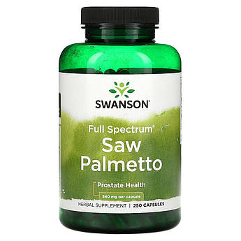 Со пальметто 540 мг Swanson Saw Palmetto ягоди пальми сереноа для чоловічого здоров'я простати 250 капсул